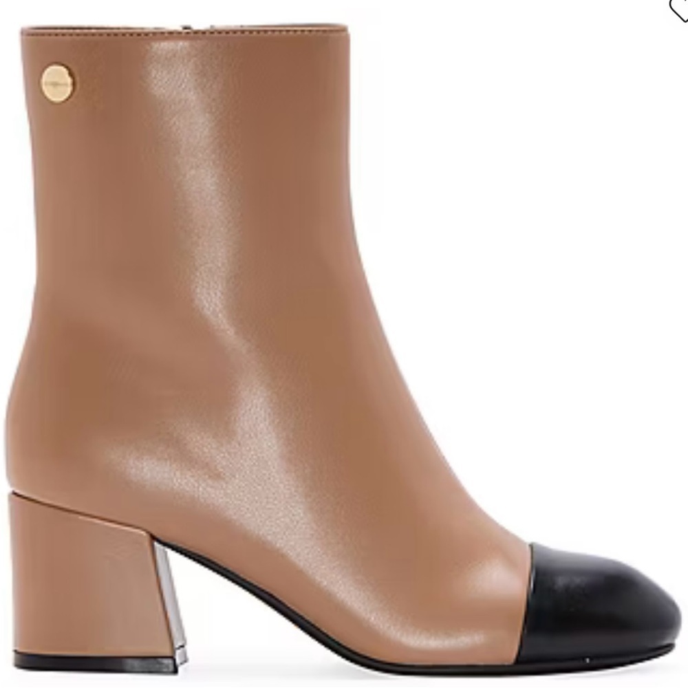 NWT Liz Claiborne Retro Style Tan and Black Ankle Booties Size 7 - Picture 2 of 15